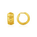 10k Gold Hoop Earrings Reversible Textured and Smooth Snuggable