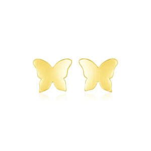 14k Gold Stud Butterfly Earrings Post Back