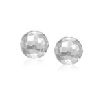14k White Gold Round Faceted Style Stud Earrings (7mm)