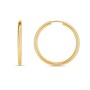 14k Gold Endless Round Hoop Earrings (2x21mm)