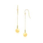10k Gold Disc Drop Earrings Bead and Shiny