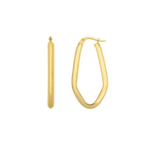 Geometric Oval Hoop Earrings in 10K Yellow Gold