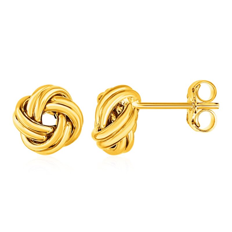 Love Knot Post Stud Earrings in 14k Yellow Gold