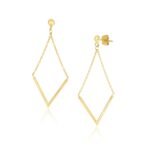 14k Gold Chain Drop Earrings Diamond Shape