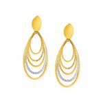 14k Gold Post Earrings with Graduated Ovals Two Tone