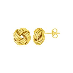 Triple Love Knot Stud Earrings in 14k Yellow Gold