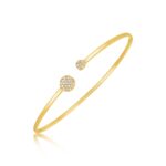 14k Yellow Gold Diamond Cluster Bangle High Polish (2.00 mm)