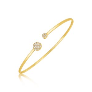 14k Yellow Gold Diamond Cluster Bangle High Polish (2.00 mm)