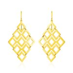 14k Gold Chandelier Earrings Open Diamond Motifs with French Wire