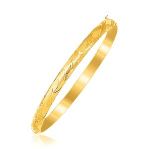 14k Yellow Gold Childrens Bangle with Diamond Cuts (5.50 mm)