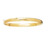 14K Gold Diamond Cut Polished and Textured Bangle 5.5 Inch