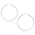 10k White Gold Classic Medium Hoop Earrings (1.5x40mm)