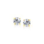 14k Yellow Gold Stud Earrings with White Hue Faceted Cubic Zirconia (4mm) 14k Yellow Gold Stud Earrings with White Hue Faceted Cubic Zirconia (4mm)