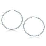 10k White Gold Simple Thin Medium Hoop Earrings (2x40 mm)