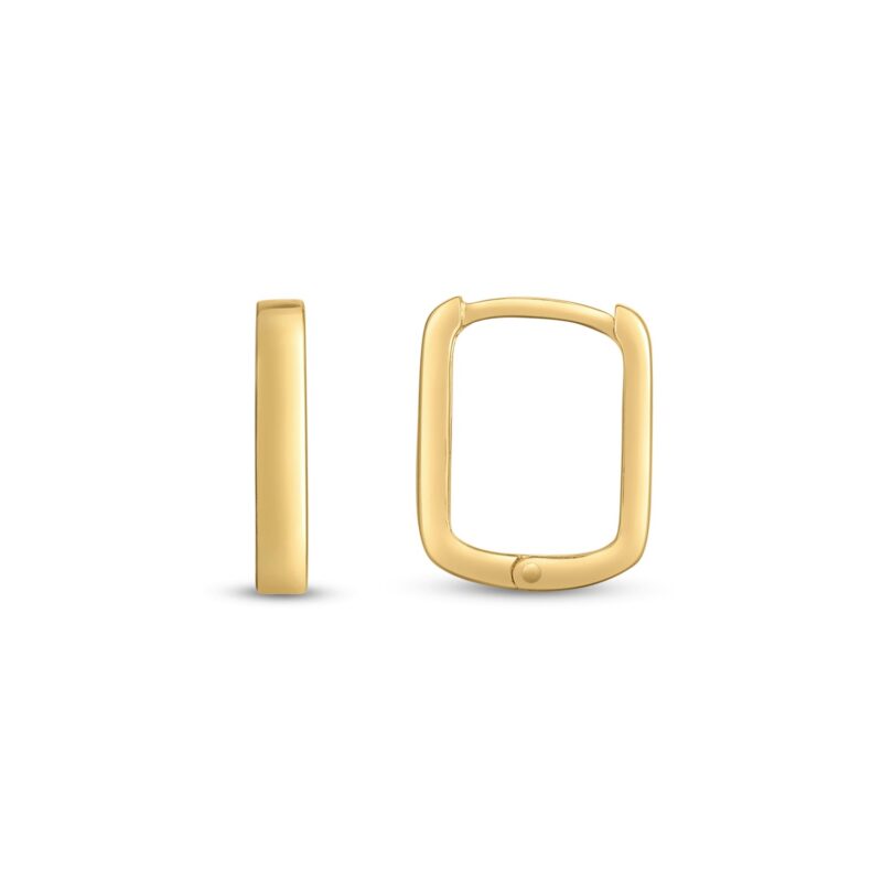 Small Square Huggie Hoops 14k Yellow Gold
