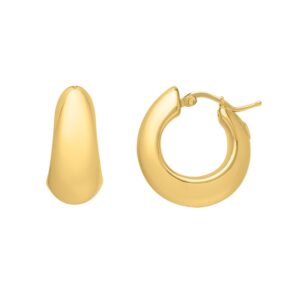 Electroformed 14K Yellow Gold Chunky Tapered Hoop Earrings 21mm