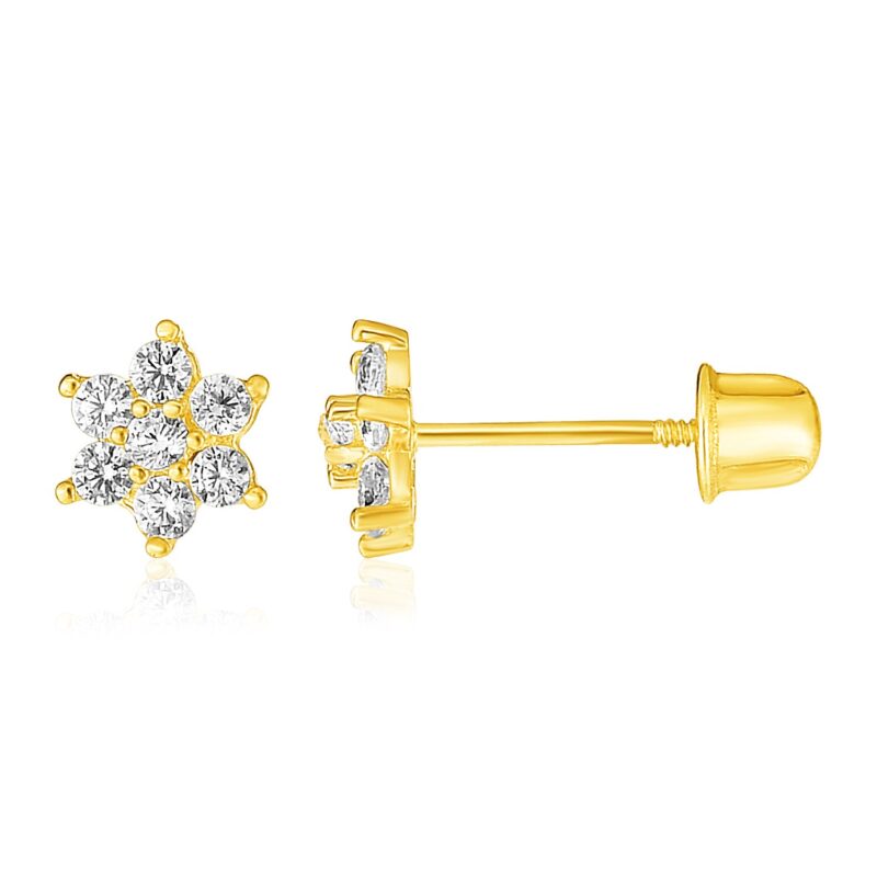 14k Gold Flower Childrens Earrings (5mm)