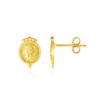 14k Gold Cameo Stud Earrings