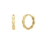 Small Rice Hoop Earrings in 14K Yellow Gold