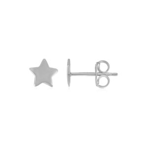 14k White Gold Star Stud Earrings (6.5mm)