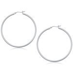 10k White Gold Large Thin Hoop Earrings (2x50mm)