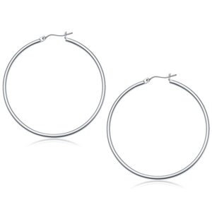 10k White Gold Large Thin Hoop Earrings (2x50mm)