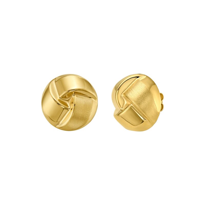 Large Fancy Knot Stud Earrings Polished 14K Gold