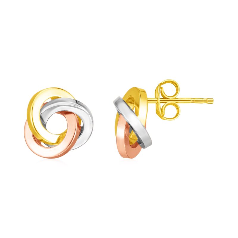 14k Tri Color Gold Love Knot Earrings (10mm)