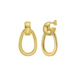 14K Gold Interlocking Drop Hoop Earrings