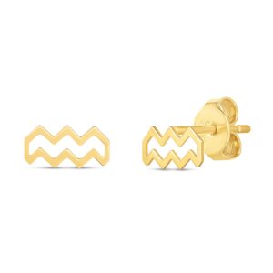 14K Gold Aquarius Stud Earrings