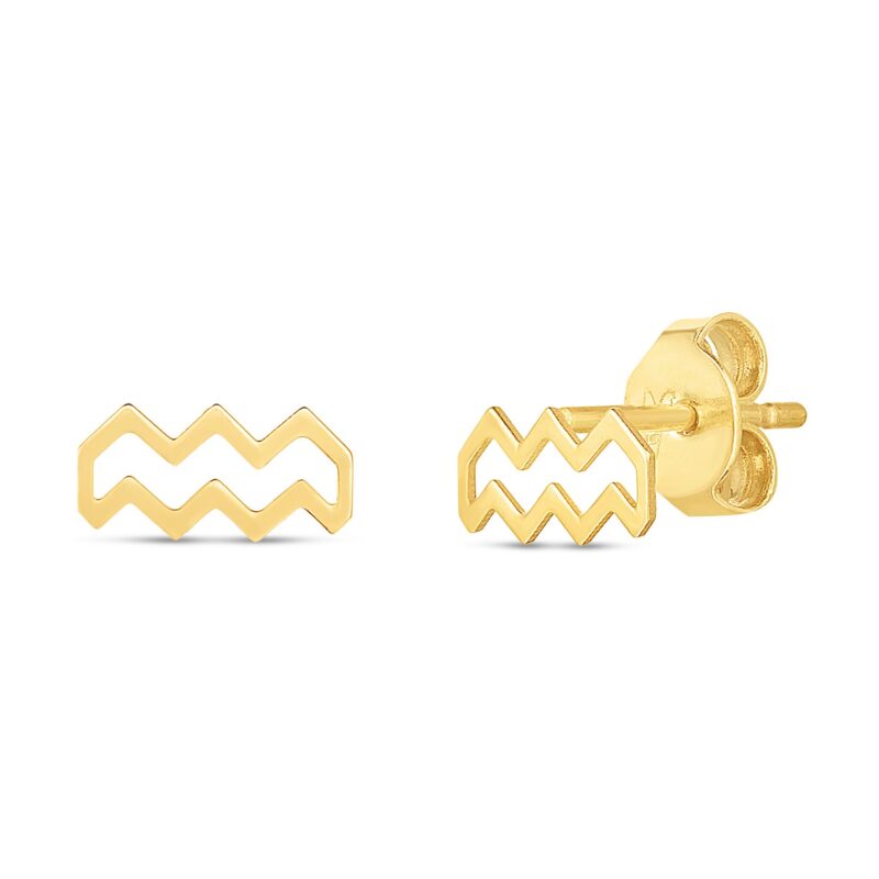 14K Gold Aquarius Stud Earrings