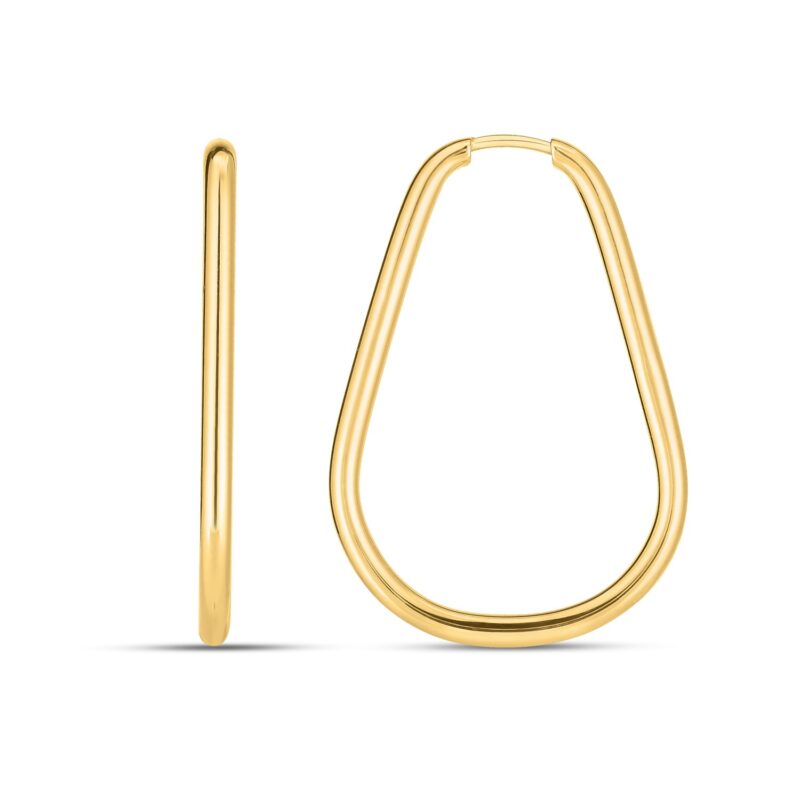 14k Gold Endless Pear Hoop Earrings