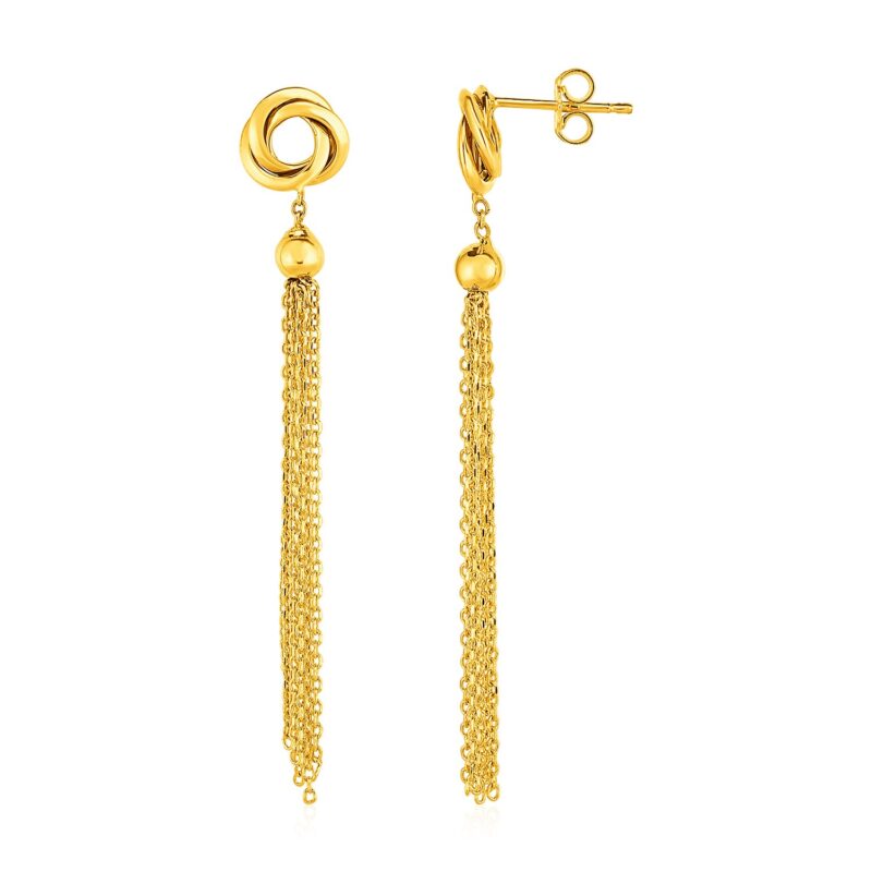Love Knots and Tassels Earrings 14k Yellow Gold