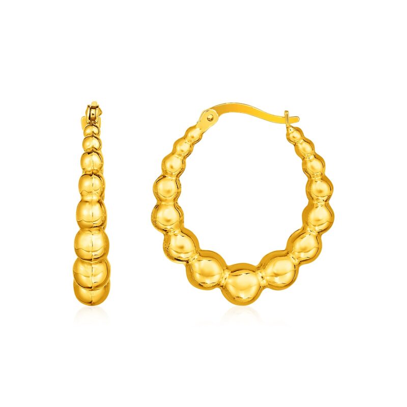 14k Gold Graduated Sphere Hoop Earrings (5x27mm)