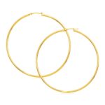 14k Gold Large Hoop Earrings Polished Simple Design (2x70mm) 14k Gold Large Hoop Earrings Polished Simple Design (2x70mm)