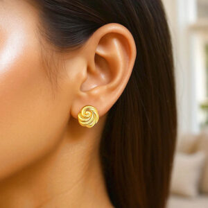 14K Gold Swirl Knot Stud Earrings