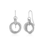 14k White Gold Earrings with Interlocking Circle Dangles 14k White Gold Earrings with Interlocking Circle Dangles