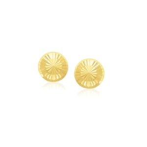 14k Gold Textured Flat Stud Earrings (6mm)