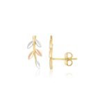 Sprig Climber Stud Earrings 14k Tri-Color Gold
