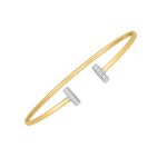 14k Gold Diamond Tee Bar Bangle Two Tone (2.00 mm) 14k Gold Diamond Tee Bar Bangle Two Tone (2.00 mm)