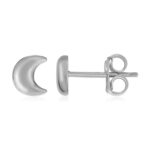 14k White Gold Stud Earrings with Moons