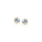 14k Yellow Gold Stud Earrings with White Hue Faceted Cubic Zirconia (3mm)