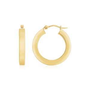 14K Yellow Gold Square Tube Hoop Earrings (3x20mm)