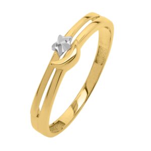 Star & Moon Ring 10K Gold Two Tone
