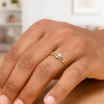 10K Two-Tone Gold Crescent Moon and Star Ring for Men