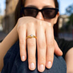 10K Two-Tone Gold Crescent Moon and Star Ring