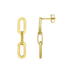 14K Gold Mini Diamante Paperclip Earrings