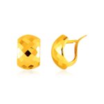 14k Gold Geometric Texture Hinged Snap Back Earrings