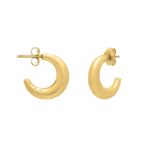 Puffy C Shaped Hoop Earrings in 14K Yellow Gold