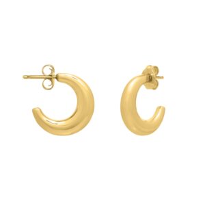 Puffy C Shaped Hoop Earrings in 14K Yellow Gold